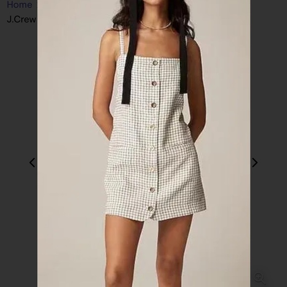 J Crew Claudia dress in plaid linen size L - Picture 2 of 10
